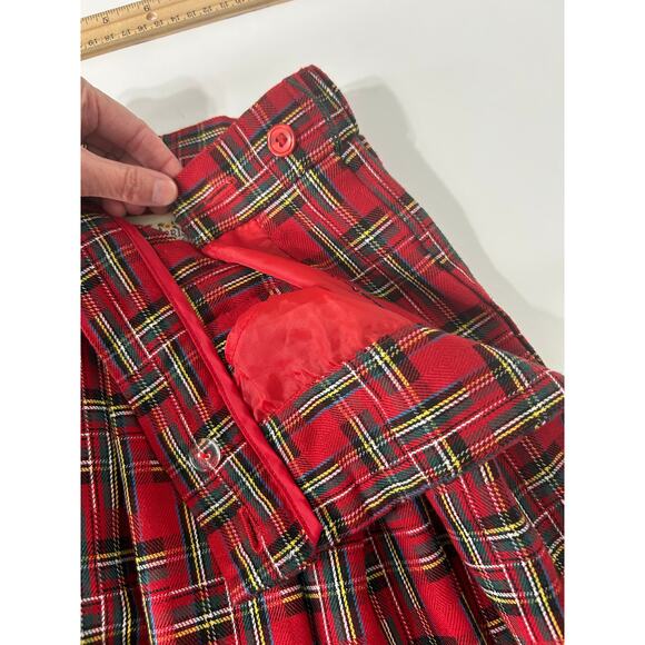 VTG Susan Bristol Plaid Tartan Skirt 80s High Waist Holiday Christmas Small USA - Picture 6 of 9